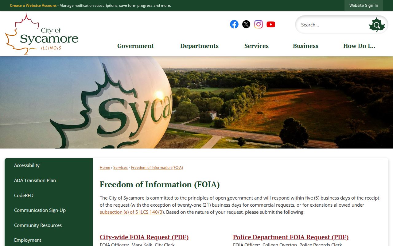Official City of Sycamore Freedom of Information Act page