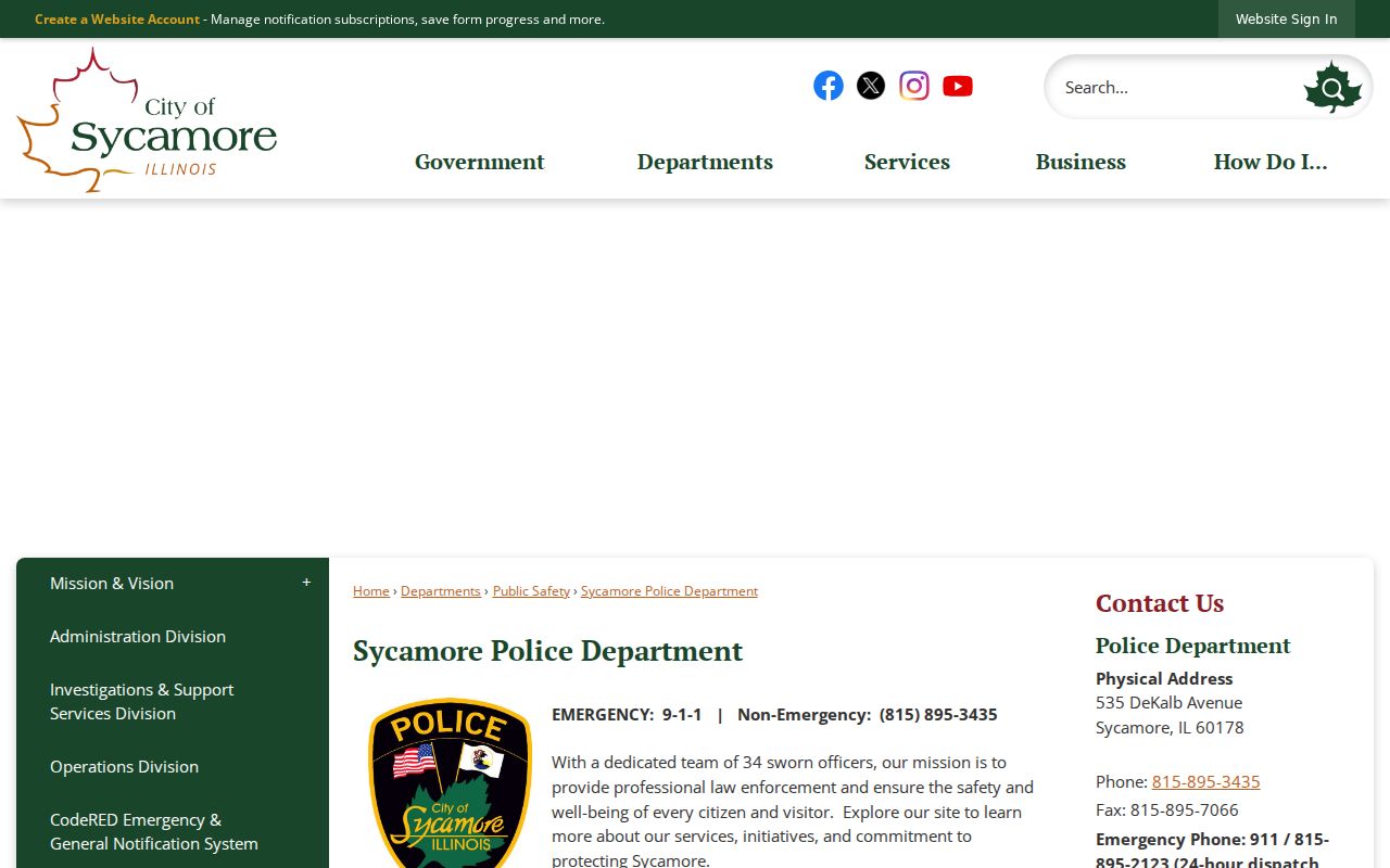 Official Sycamore Police Department webpage
